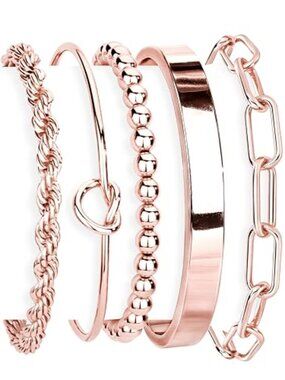 New - Gold Bracelets Set for Women Non Tarnish, Waterproof 14K Gold Plated